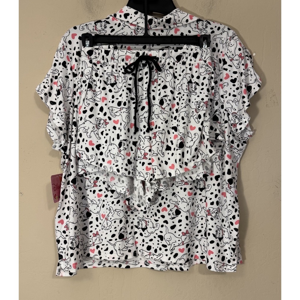 Disney 101 Dalmatians Pajama Set Women L (12-14)‎ 2pc Dogs Hearts Cute NEW - Picture 1 of 8